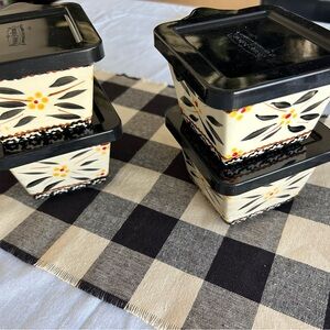 Floral Design Storage Containers with Black Lids
